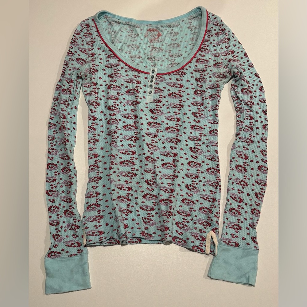 FREE PEOPLE Thermal Long Sleeve Scoop Neck Top
